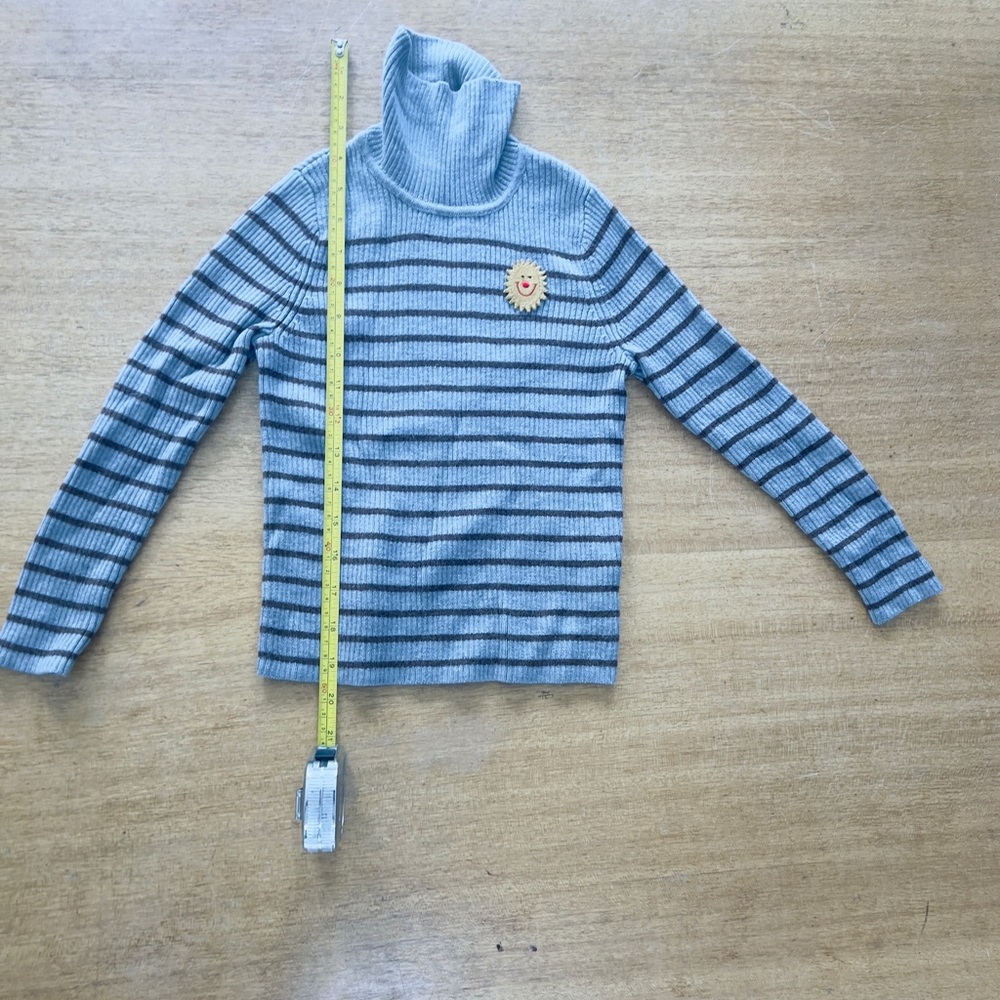 Wool Striped Gray Turtleneck Sweater